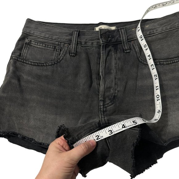 Madewell Size 28 Relaxed Denim Button Fly Cut Off Black Jean Shorts - Picture 6 of 6